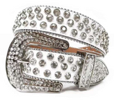 Rhinestone Belt - WHITE - XL
