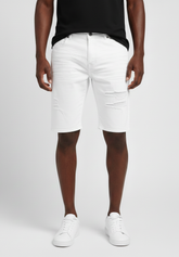 Core Twill Ripped Shorts - White (056)