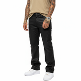 Vicious Side Rhinestone Relaxed Flare Jeans - Coated Black