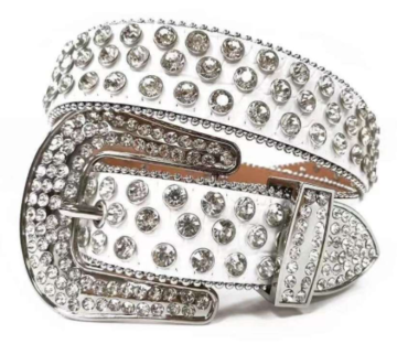 Rhinestone Belt - WHITE - XL