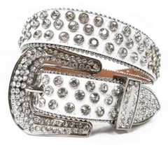 Rhinestone Belt - WHITE - XL