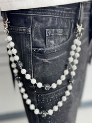 Whte Blck W Dots Pocket Chain