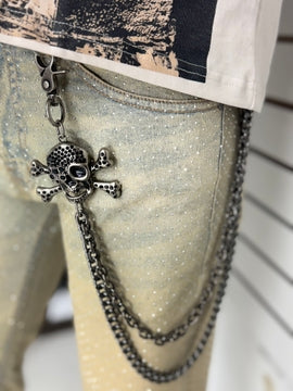 Black Skull Textured Chain