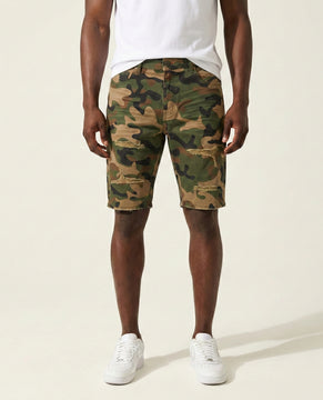 Core Twill Ripped Shorts - Olive Camo (056)