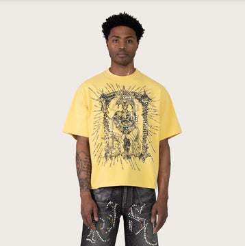 MEMENTO MORI STUDDED SS TEE - YELLOW