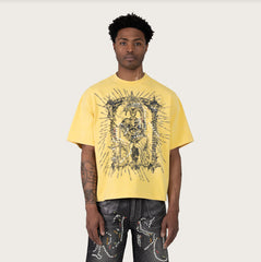 MEMENTO MORI STUDDED SS TEE - YELLOW