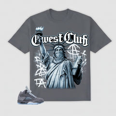 G WEST FREEDOM UNMASKED TEE - CHARCOAL GREY/LIGHT BLUE/WHITE