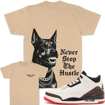 Never Stop the Hustle - Khaki T-Shirts