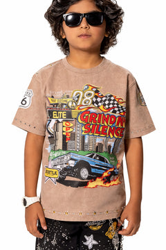 Grind In Silence Kids Brown Tee