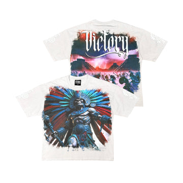 Stray acid washed, digital print metal stud trim T-Shirt - Oat