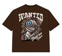 DYS1-26T41, OVERSIZED T SHIRT WITH PUFF PRINT - MOCHA