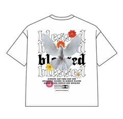 DYS1-26T46, OVERSIZED T SHIRT WITH PUFF PRINT - WHITE