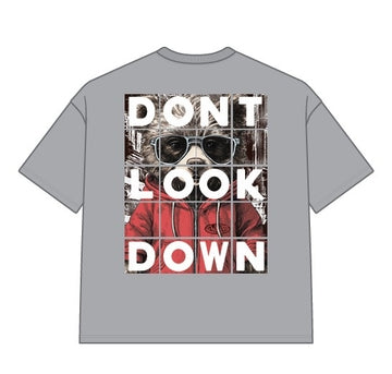DYS1-26T48, OVERSIZED T SHIRT WITH PUFF PRINT - NEUTRAL GRAY