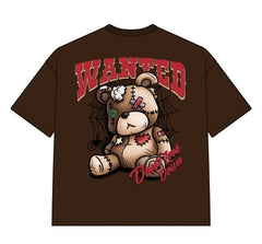 DYS1-26T50, OVERSIZED T SHIRT WITH PUFF PRINT - MOCHA