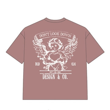 DYF1-25T43, OVERSIZED T SHIRT WITH PUFF PRINT - DUSTY PINK