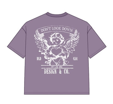DYF1-25T43, OVERSIZED T SHIRT WITH PUFF PRINT - MUTED PURPLE