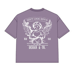 DYF1-25T43, OVERSIZED T SHIRT WITH PUFF PRINT - MUTED PURPLE