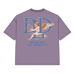 DYF1-25T44, OVERSIZED T SHIRT WITH PUFF PRINT - MUTED PURPLE