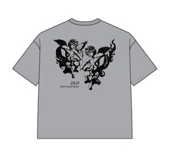 DYF1-25T47, OVERSIZED T SHIRT WITH PUFF PRINT - NEUTRAL GRAY