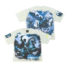 Acid Washed Digital Print Metal Stud Trim T-Shirt - Sage - ST1718