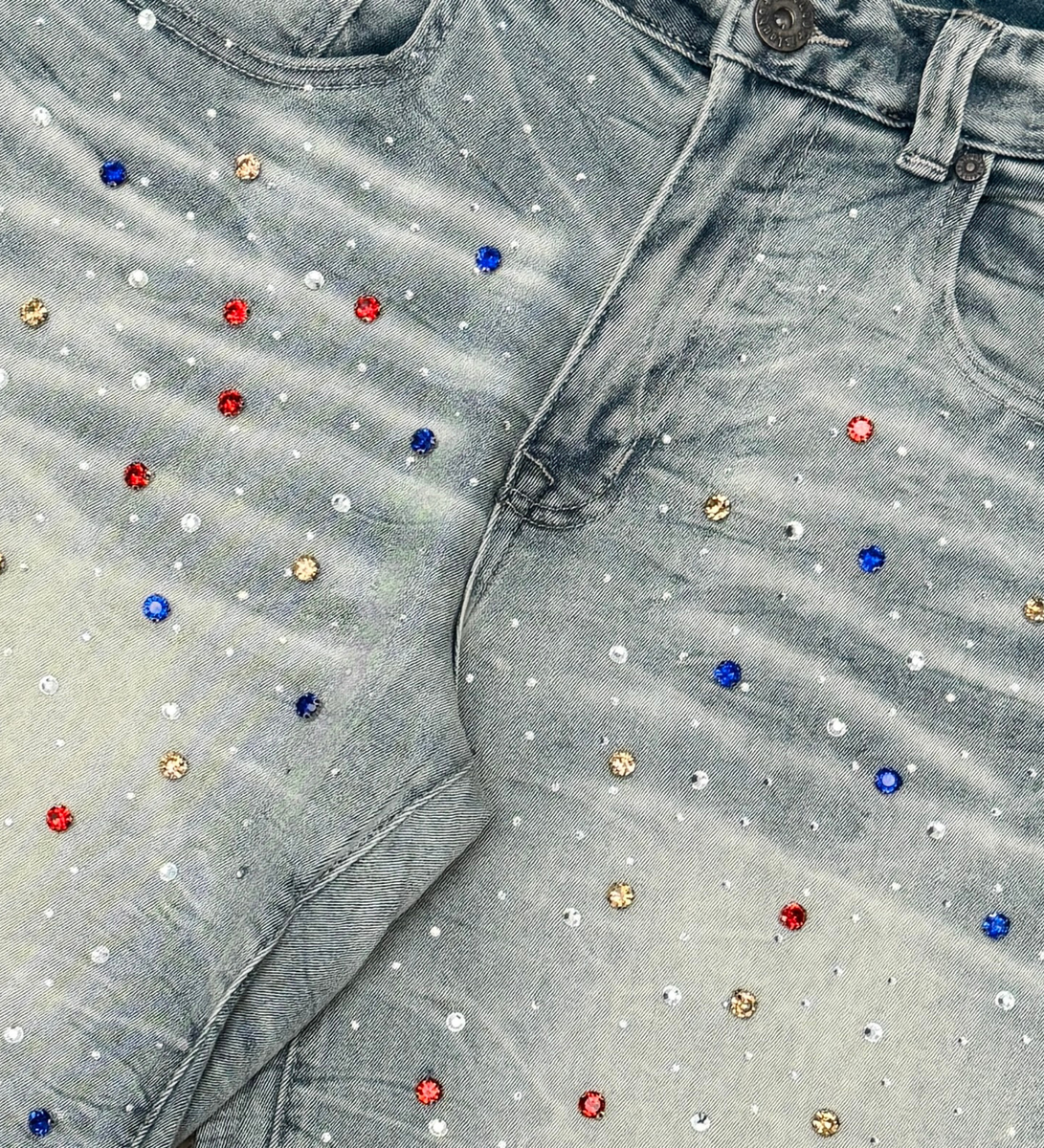 RHINESTONE DENIM SHORTS