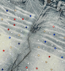 RHINESTONE DENIM SHORTS