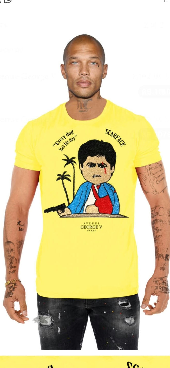 George V Scarface Graphic T-Shirt - Yellow