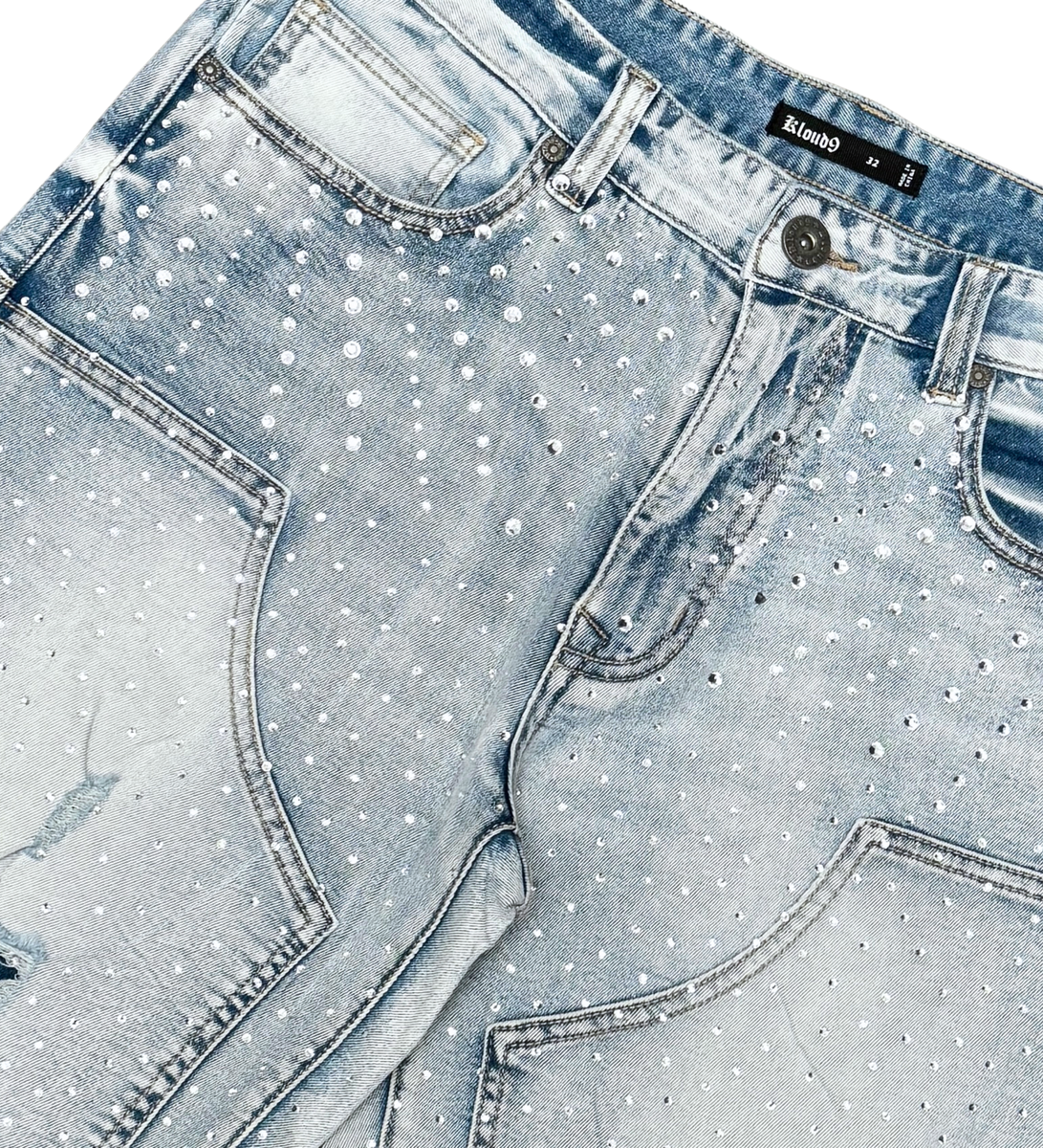 RHINESTONE DENIM SHORTS