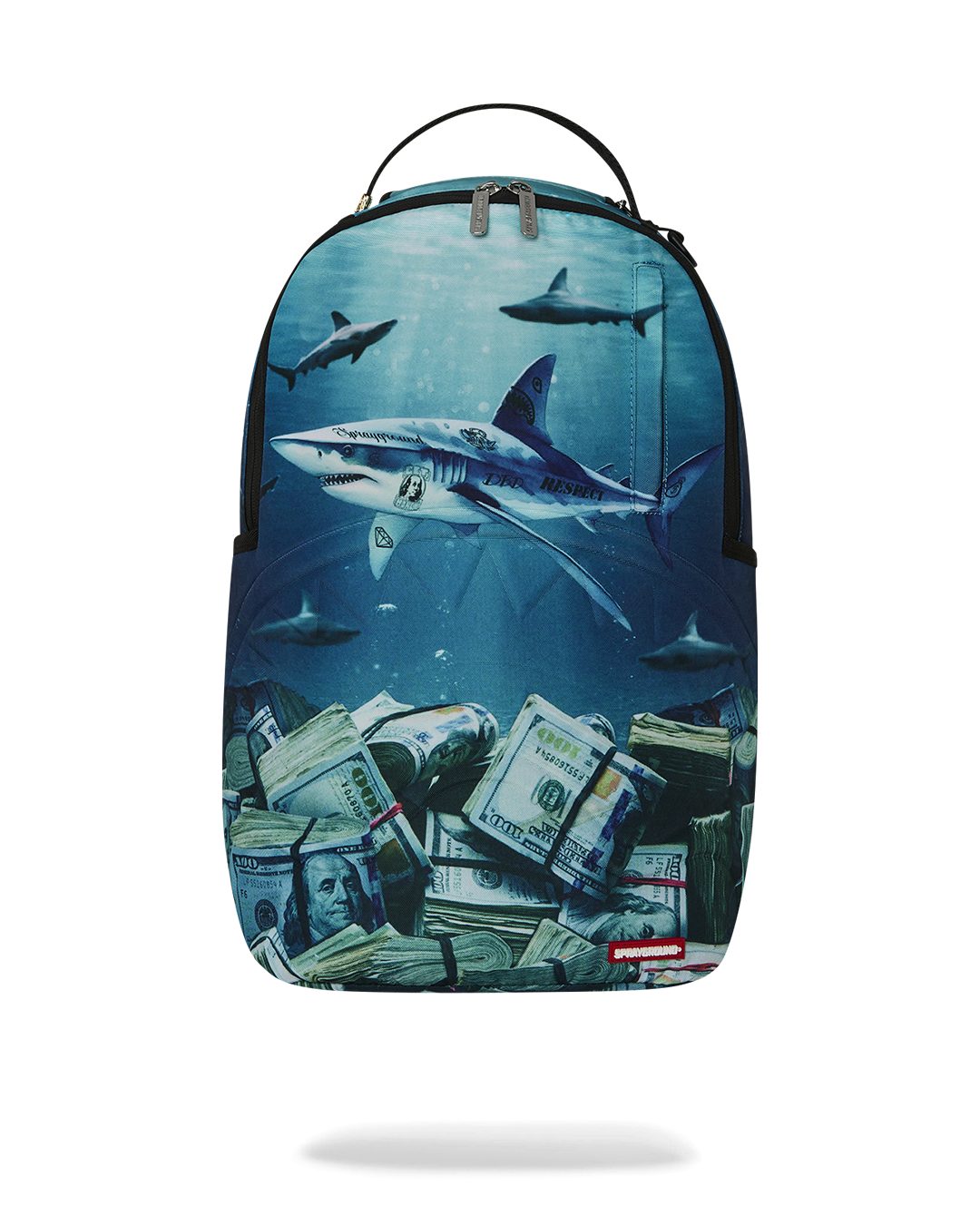 SHARK UNDER WATER WITH MONEY BACKPACK