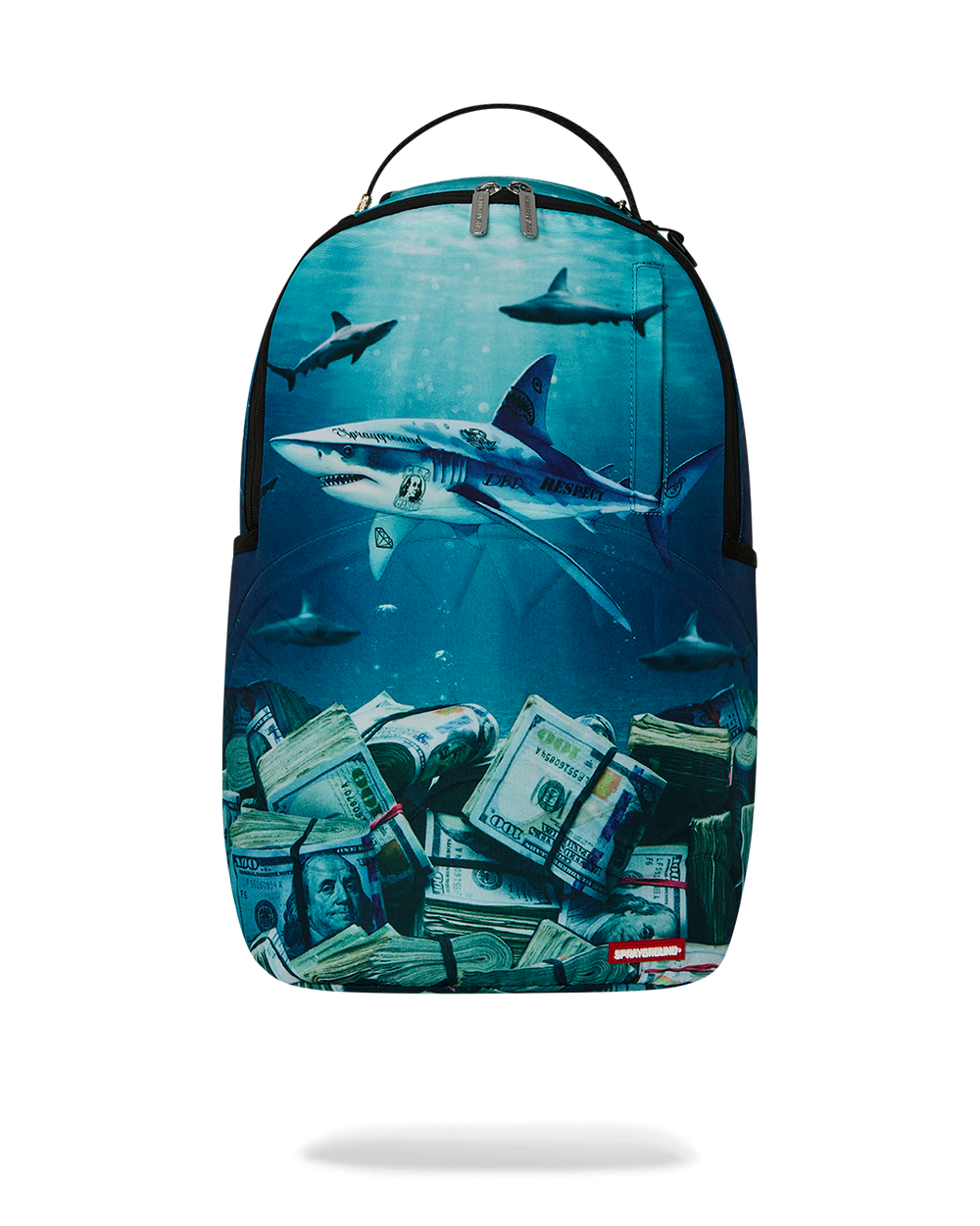 SHARK UNDER WATER WITH MONEY BACKPACK
