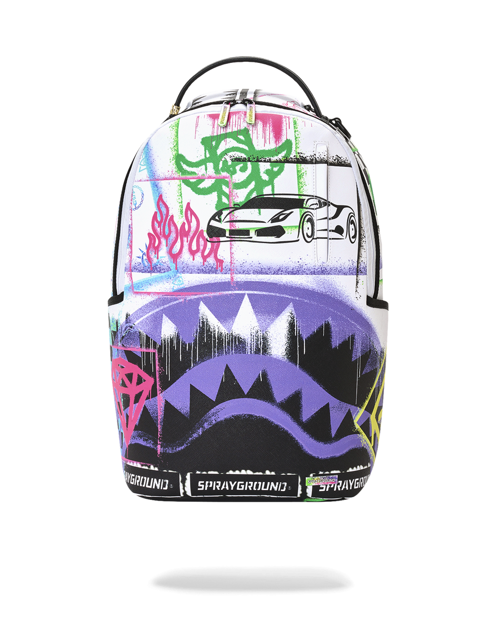 STENCIL SHARK ATTACK BLACK AND WHITE SPLIT BACKPACK