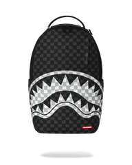 BLACK AND WHITE DRIP CHECK SHARK BACKPACK