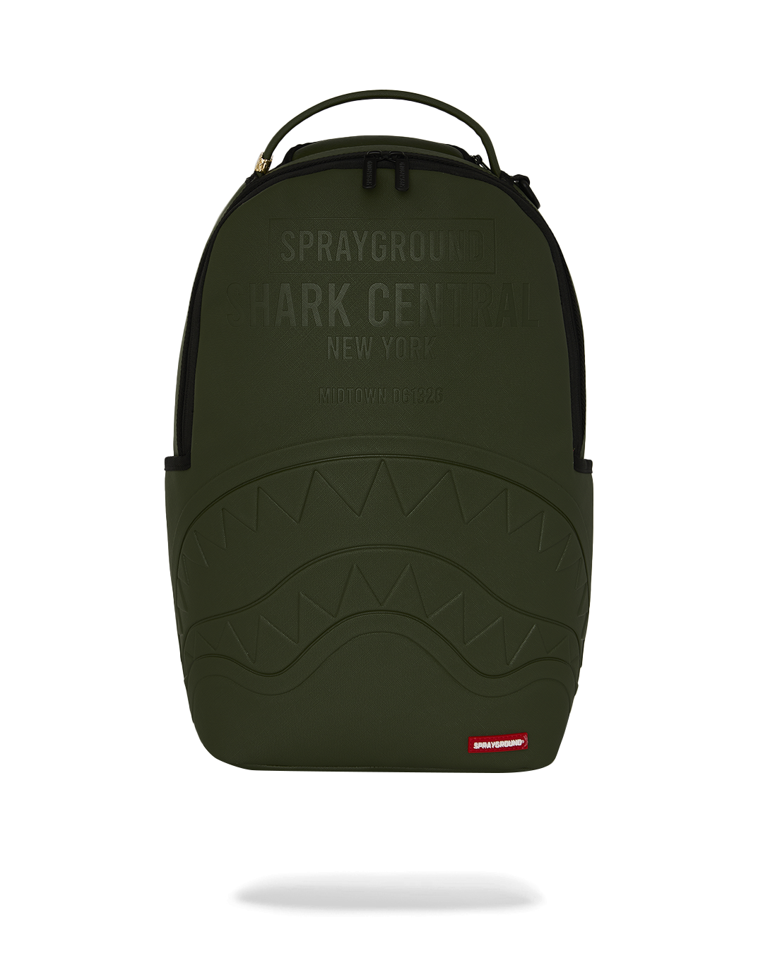 SHARK CENTRAL EMBOSSED GREEN NYLON BACKPACK