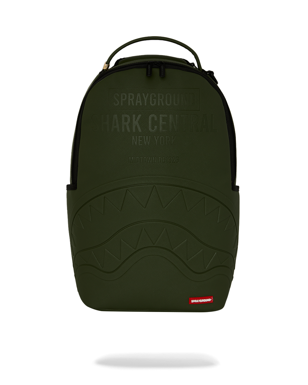 SHARK CENTRAL EMBOSSED GREEN NYLON BACKPACK