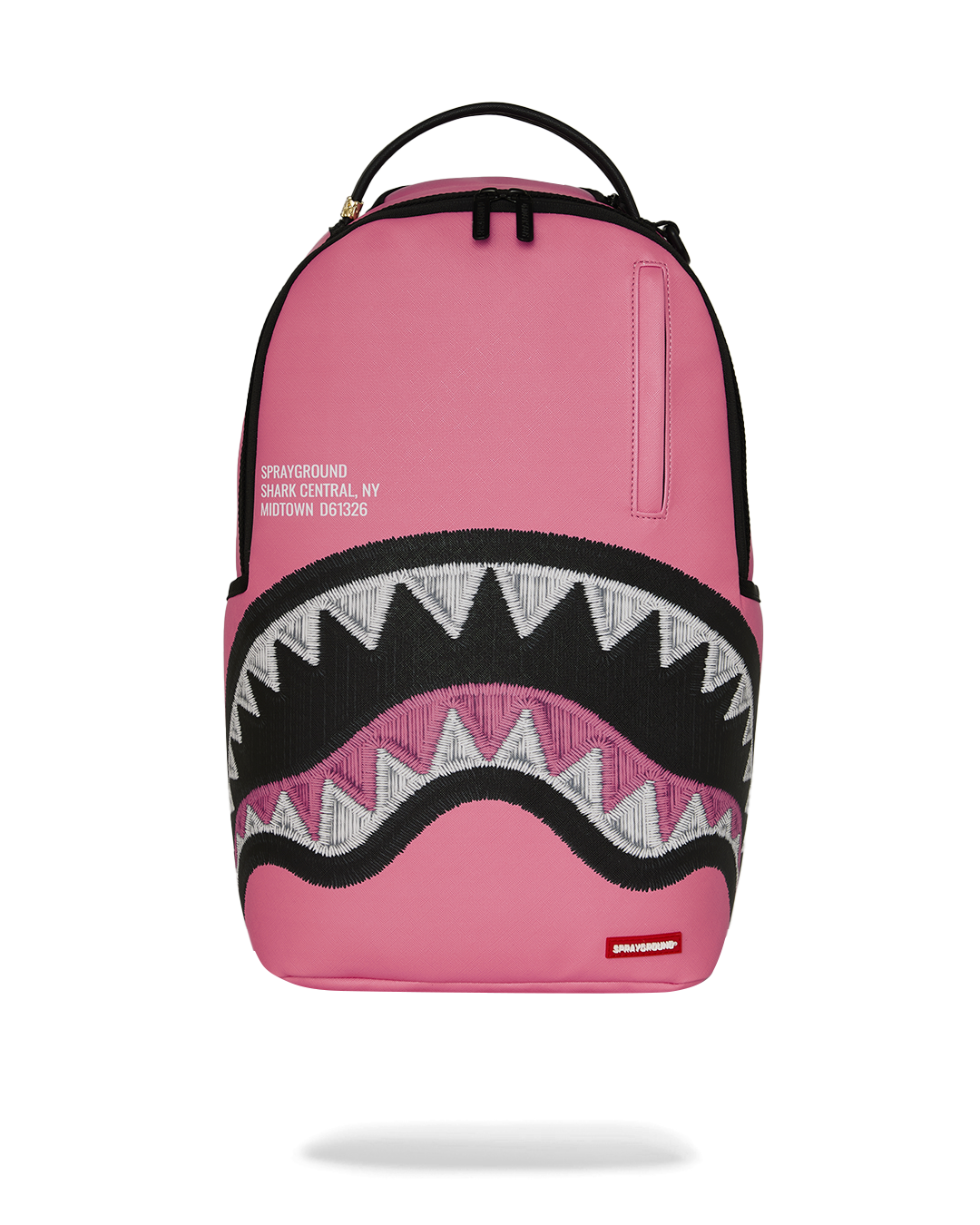 SHARK CENTRAL PINK EMBROIDERED SHARK BACKPACK