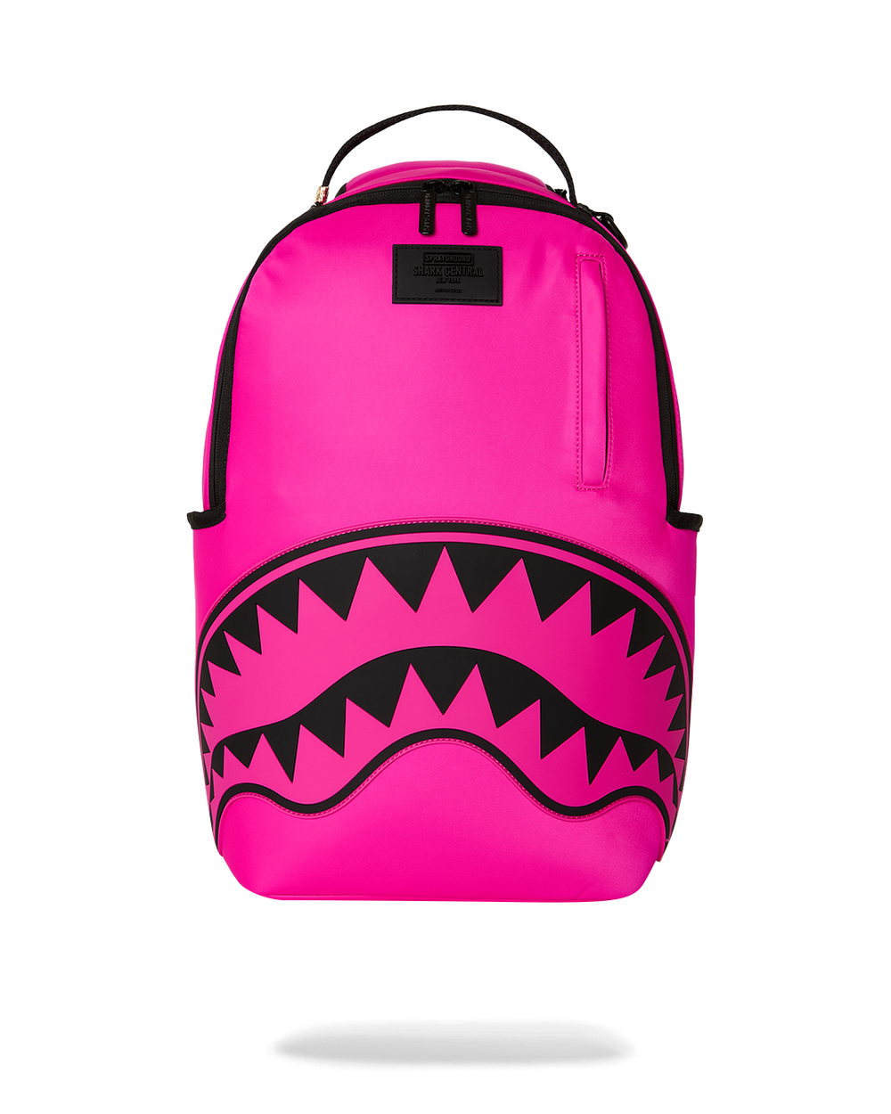 SHARK CENTRAL WHITE STENCIL SHARK PINK NYLON BACKPACK