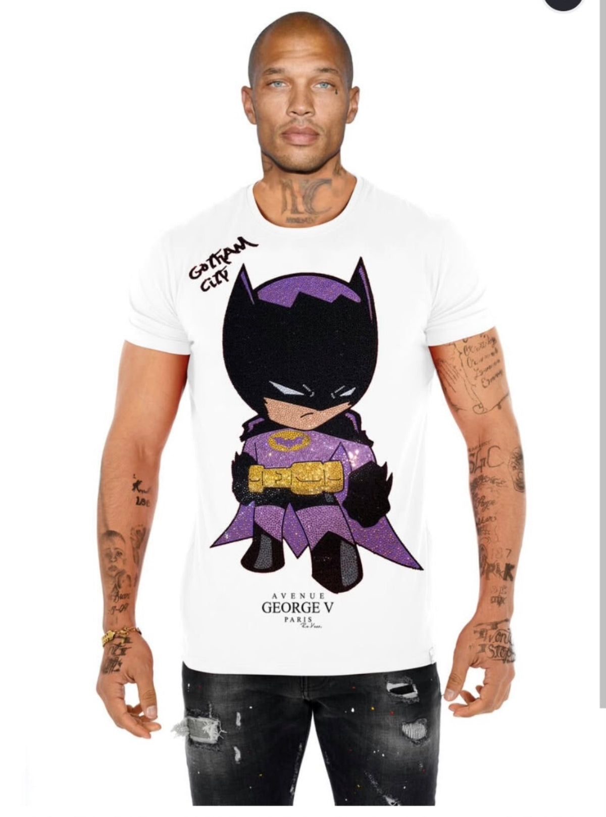 George V Gotham City Graphic T-Shirt - White/Purple