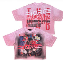 Rare peace Anime T-Shirt W/ Rhinestoni Details