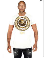 George V Lion Medallion Graphic T-Shirt - White/Gold