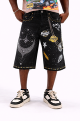 Night Sky Mens Denim Shorts