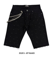 ALL OVER RHINESTONE SHORTS WITH CHAIN