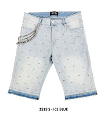 ALL OVER RHINESTONE SHORTS WITH CHAIN