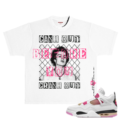 CASH OUT BEFORE YOU CRASH OUT T-SHIRT WHITE AND PINK
