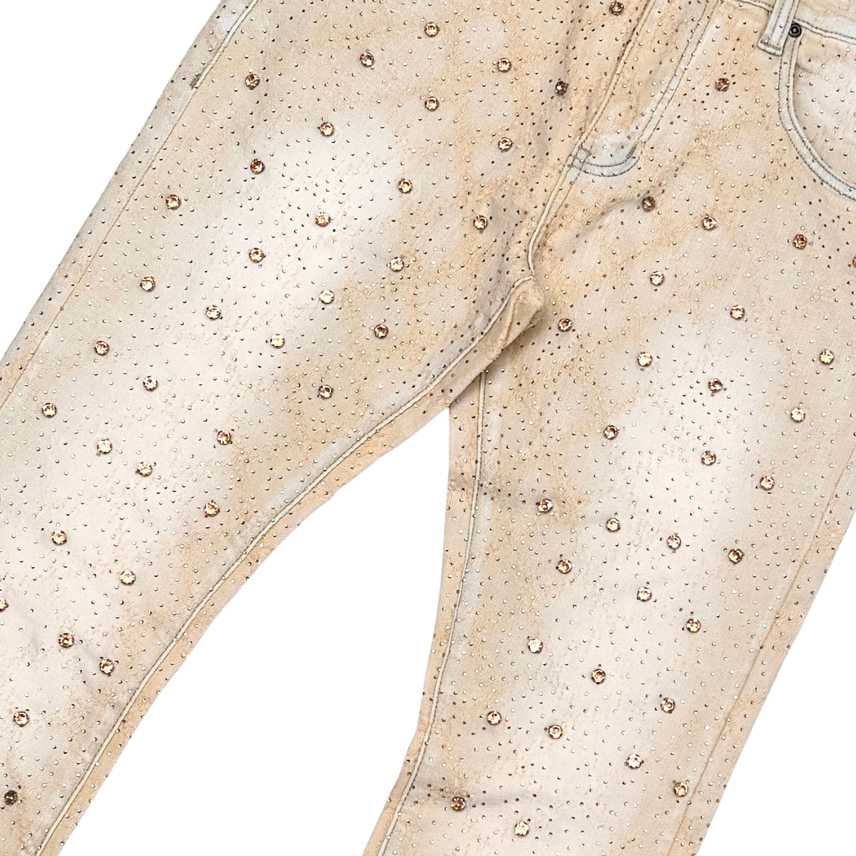 Vicious Rhinestone Skinny Bootcut Jeans - Khaki