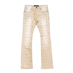 Vicious Rhinestone Skinny Bootcut Jeans - Khaki
