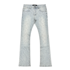 Vicious Rhinestone Skinny Bootcut Jeans - Light Blue