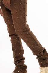 Vicious Rhinestone Jeans - Dark Brown