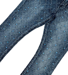 Vicious Rhinestone Flare Jeans - Dark Blue