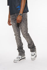 Vicious Rhinestone Flare Jeans - Grey