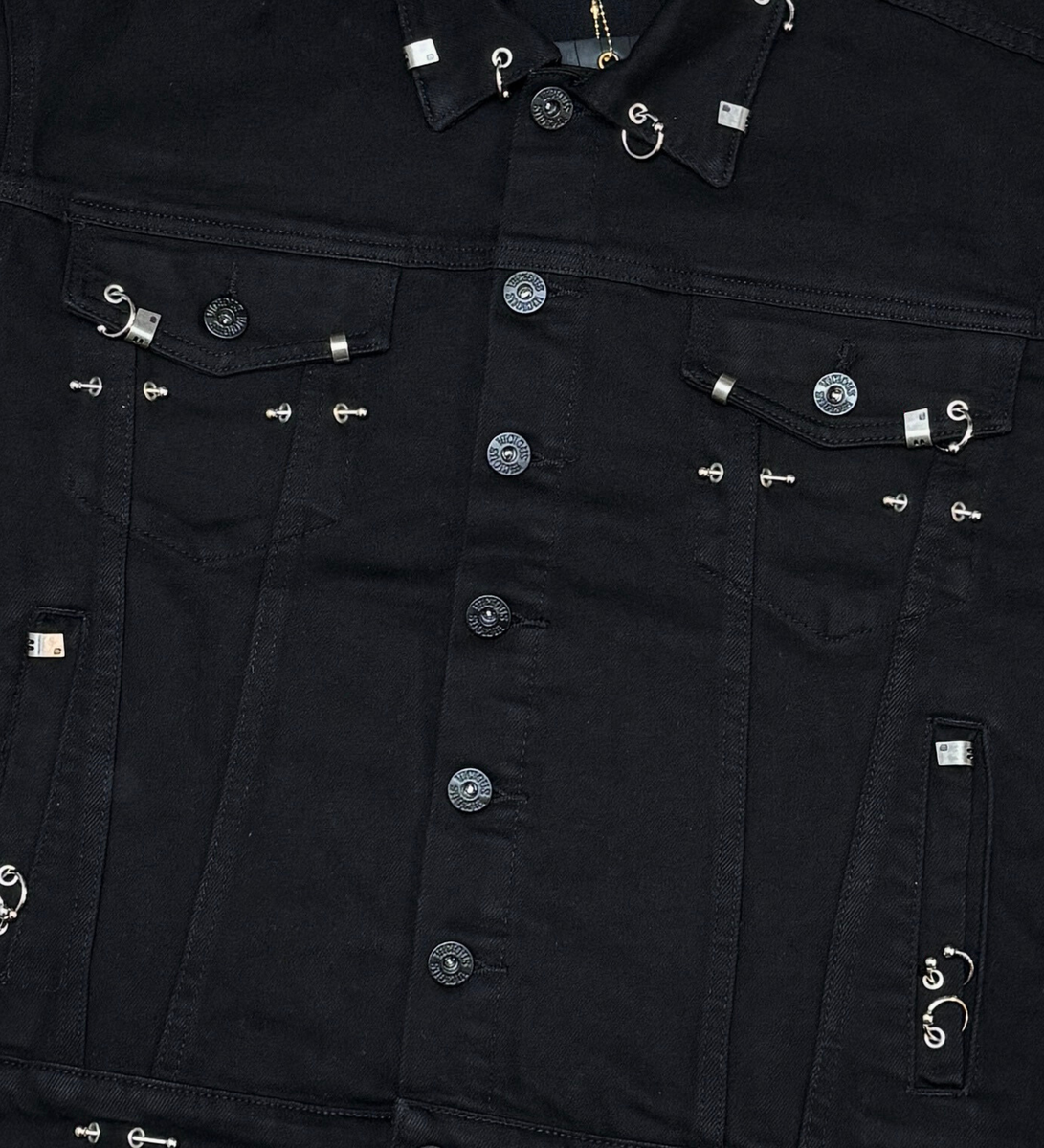 Vicious Embellished Denim Piercing Jacket - Vintage Black